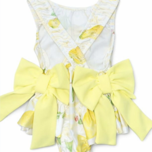Itty Bitty Yellow Lemon Inspired Print Swimsuit with Bows 