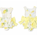 Yellow Lemon Inspired Print Swimsuit with Bows