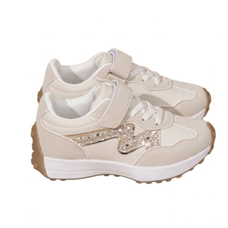 Itty Bitty Gold Glitter & Beige 327 Trainers