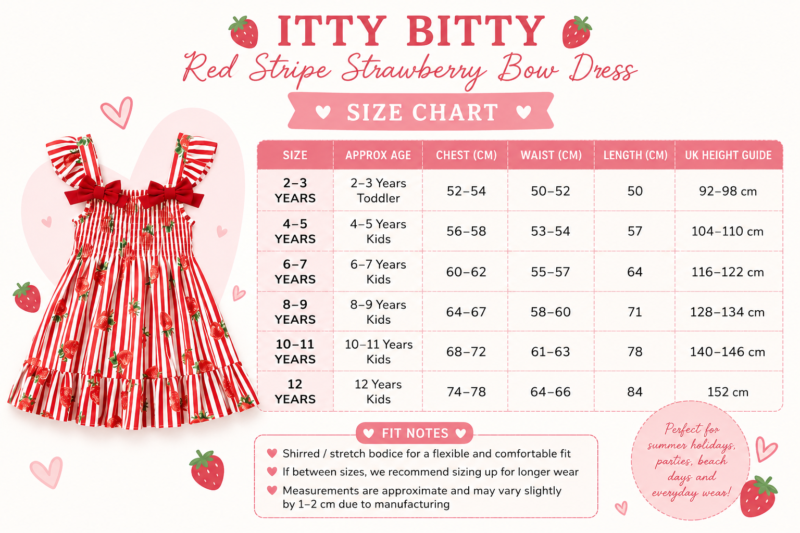 Itty Bitty Red Stripe Strawberry Bow Dress