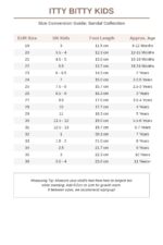 Itty Bitty Size Chart