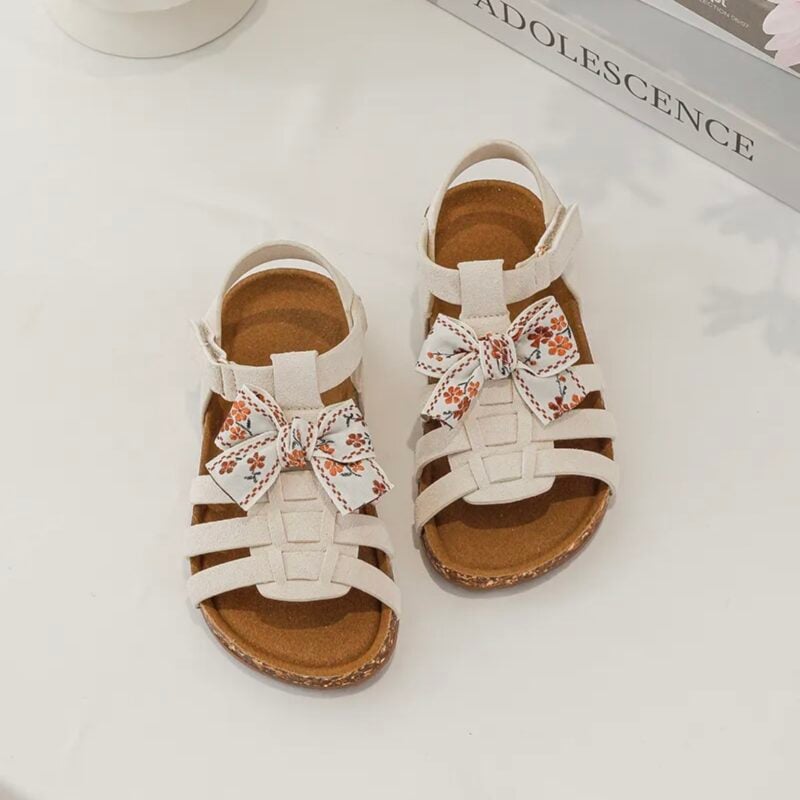 Itty Bitty Kids Embroidered Bow Sandals
