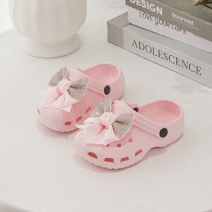Itty Bitty Kids Pink Diamante Bow Clog Sandals