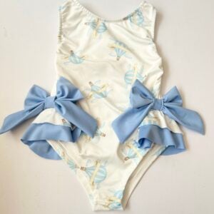 Itty Bitty Girls Baby Blue Hot Air Balloon Bow Swimsuit