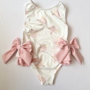 Itty Bitty Girls Baby Pink Hot Air Balloon Bow Swimsuit