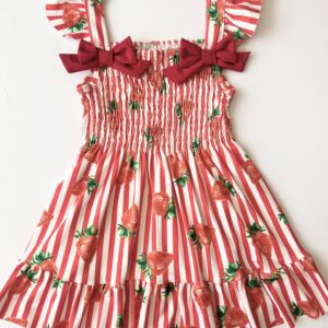 Baby Girl Dresses UK — Boutique Collection for Your Little Princess 1 Itty Bitty Red Stripe Strawberry Bow Dress
