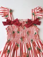 Itty Bitty Red Stripe Strawberry Bow Dress