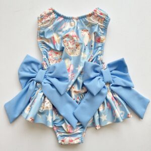Itty Bitty Blue Vintage Carousel Bow Swimsuit