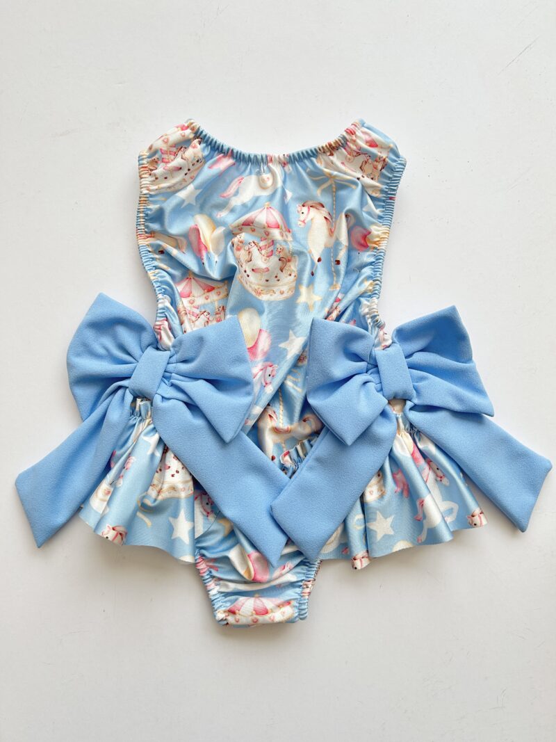 Itty Bitty Blue Vintage Carousel Bow Swimsuit