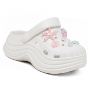 Home 9 Itty Bitty Girls White Mermaid Platform Clog Sandals
