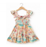 Itty Bitty Girls Shell Print Bow Dress