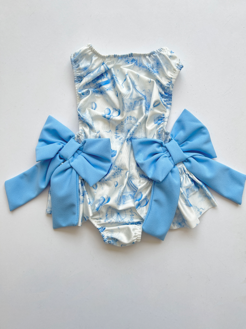 Itty Bitty Blue & White Fun Fair Bow Swimsuit