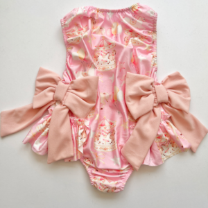 Itty Bitty Pink Ruffle Toddler Swimsuit with Oversized Side Bows