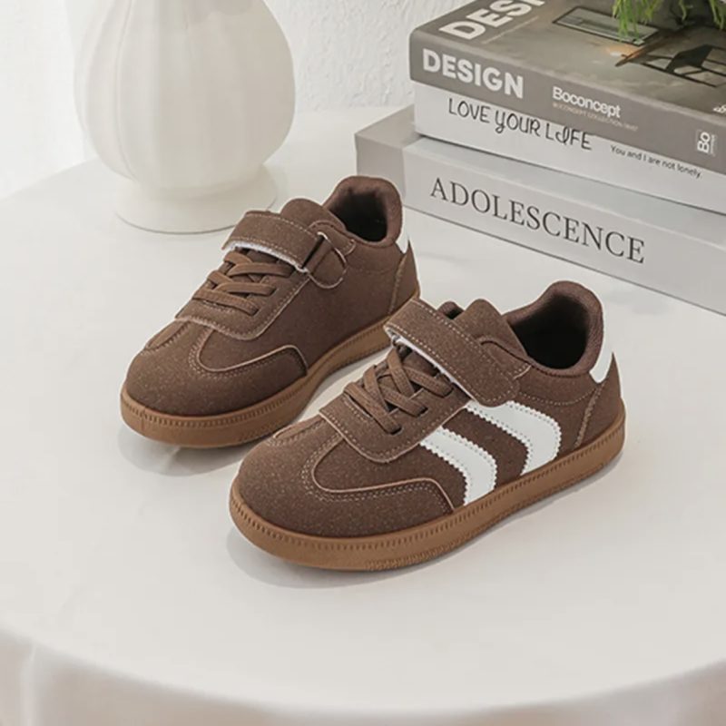 Itty Bitty Kids Coffee Brown Stripe Trainers