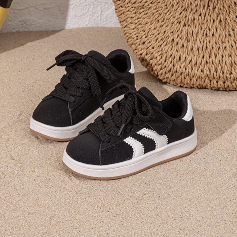Itty Bitty Kids Black Stripe Trainers