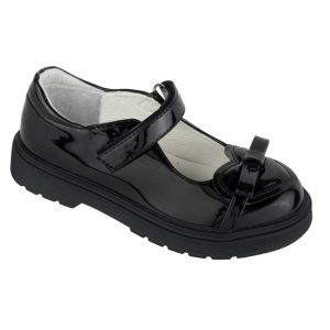 Home 1 Itty Bitty Girls Black Patent Heart School Shoes