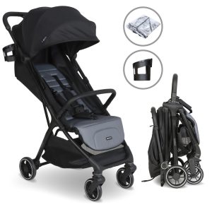 My Babiie MBX6 Auto-Fold Compact Stroller - Black and Grey - Image 1