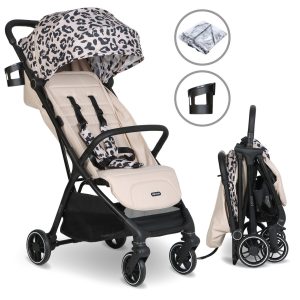 Home 20 My Babiie MBX6 Auto-Fold Compact Stroller - Fawn Leopard - Image 1