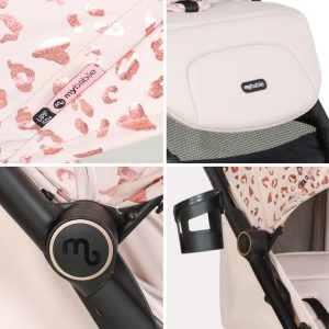 Home 18 My Babiie MBX6 Auto-Fold Compact Stroller - Pink Leopard - Image 1