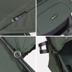 Home 17 My Babiie MBX6 Auto-Fold Compact Stroller - Forest Green - Image 2