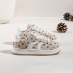 Itty Bitty Kids Beige Polka Dot & Stripe Trainers