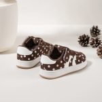 Itty Bitty Kids Brown Polka Dot & Stripe Trainers