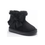 Itty Bitty Kids Black Bow Detail Snuggle boots