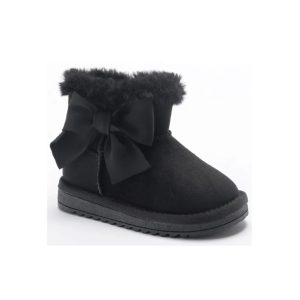 Home 4 Itty Bitty Kids Black Bow Detail Snuggle boots