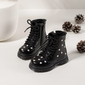 Home 6 Itty Bitty Girls Cosy Black Heart Boots