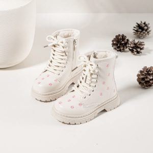 Home 4 Itty Bitty Girls Cosy Cream Flower Boots