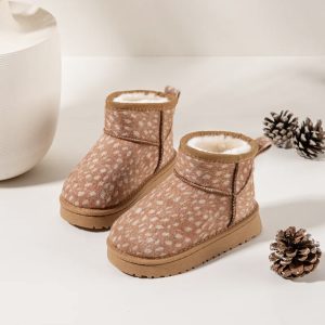 Home 10 Itty Bitty Kids Deer Print Snuggle Boots