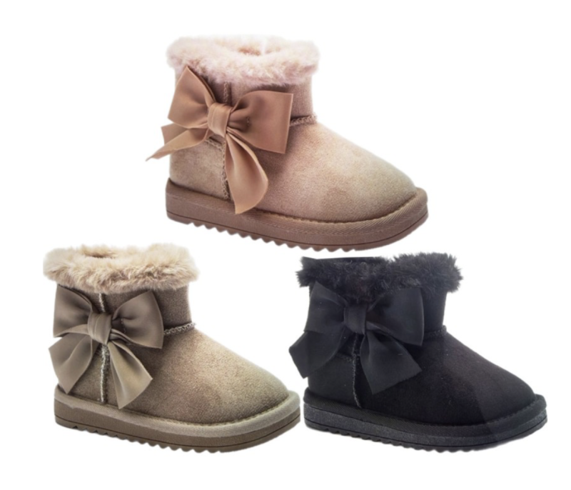 Itty Bitty Kids Taupe Bow Detail Snuggle boots